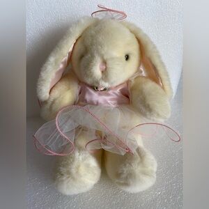 Vintage 1980s Korea YANGJEE Plush Toy Ballerina BUNNY RABBIT 14" Stuffed Animal